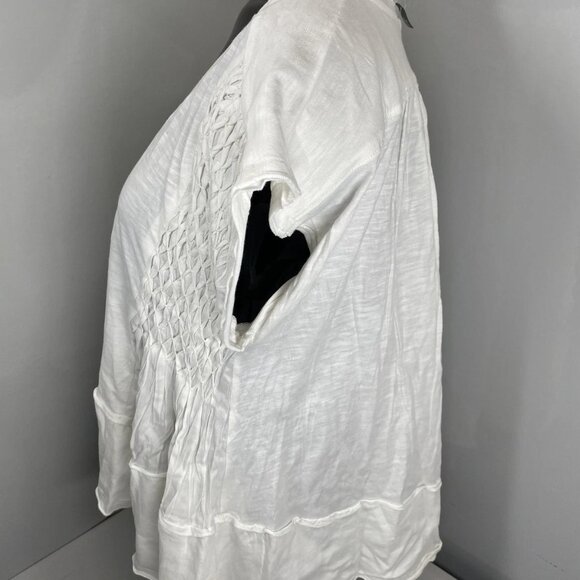 NEW ANTHROPOLOGIE Babydoll Swing Top – Size XS – Ivory Ruffle Smocked Shirt - Picture 6 of 7